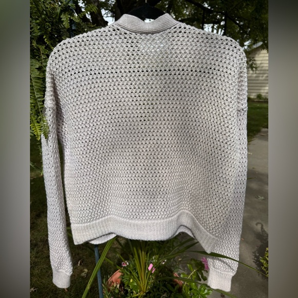 ATM Anthony Thomas Melillo 100% Merino Wool Cardigan Dusty Mauve/Chalk Sz S - Picture 5 of 11